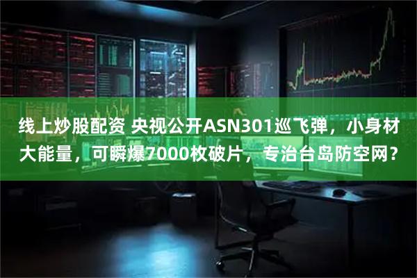 线上炒股配资 央视公开ASN301巡飞弹，小身材大能量，可瞬爆7000枚破片，专治台岛防空网？